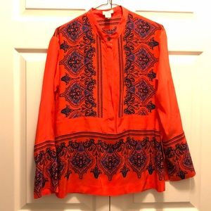 Jcrew long sleeve silk top